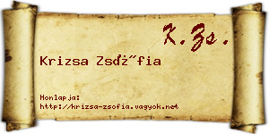 Krizsa Zsófia névjegykártya